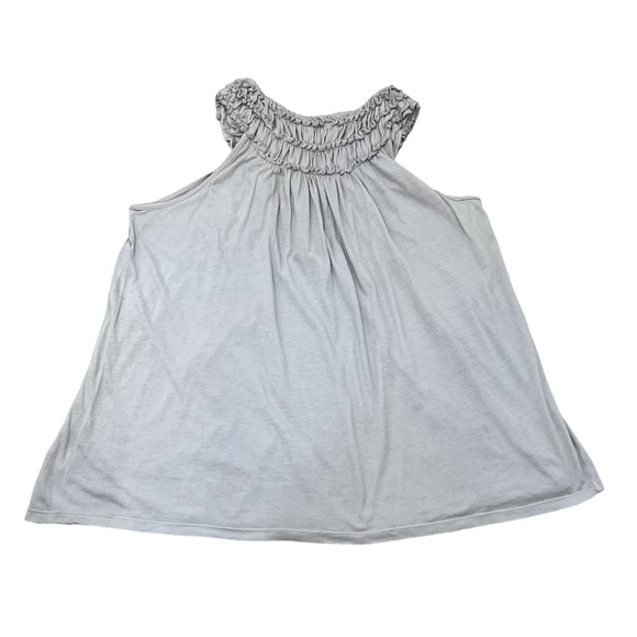 ANTHROPOLOGIE TEE PARTY LIGHT GRAY RUFFLED ELASTIC NECK LOOSE FIT TANK TOP - Picture 14 of 14
